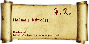 Halmay Károly névjegykártya