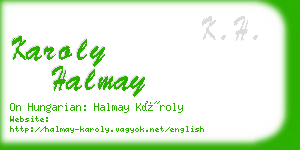 karoly halmay business card